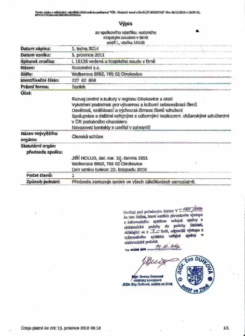 Přeregistrace spolku &#8211; Rozumění z.s.